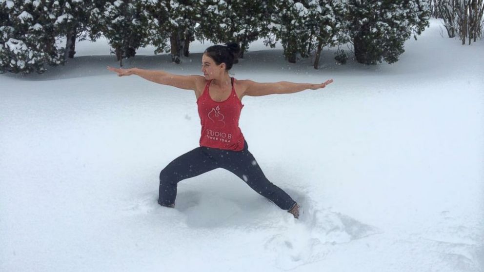 Founder of Studio B Power Yoga, Brittany Holtz, 27, is cashing in on yoga's hot winter trend, snowga.