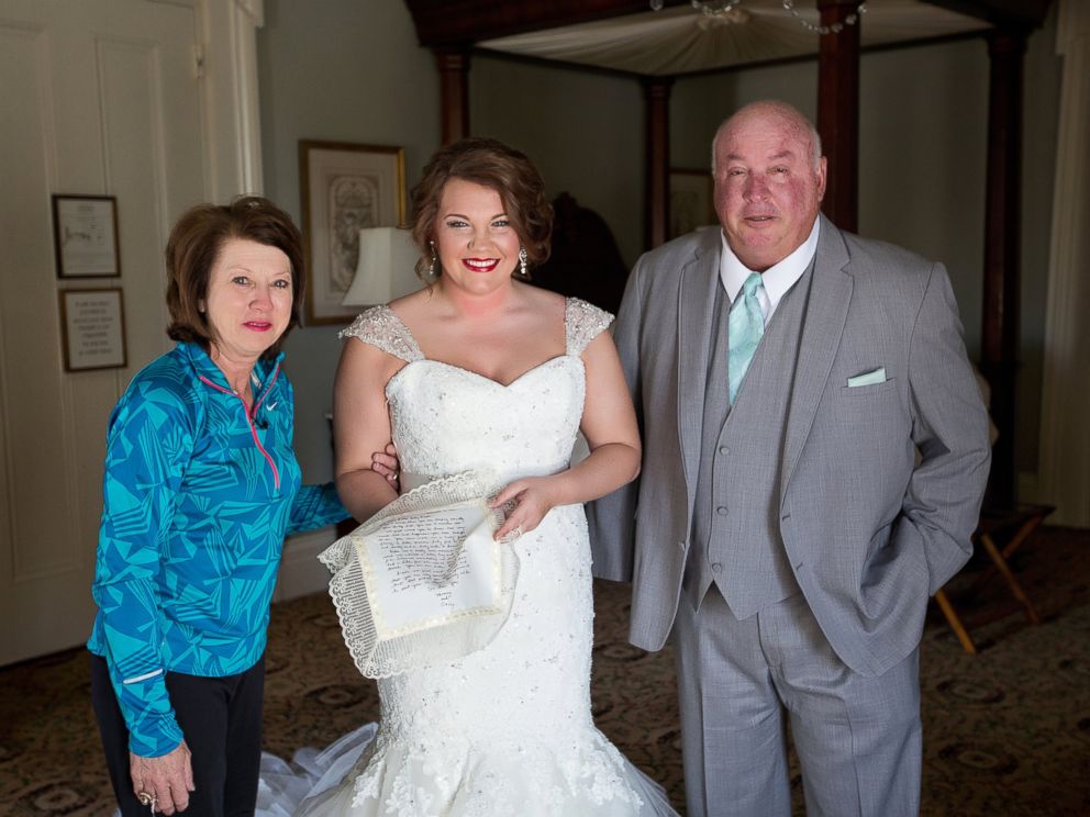 PHOTO: Zugg's mother had the letter printed on her own wedding dress.