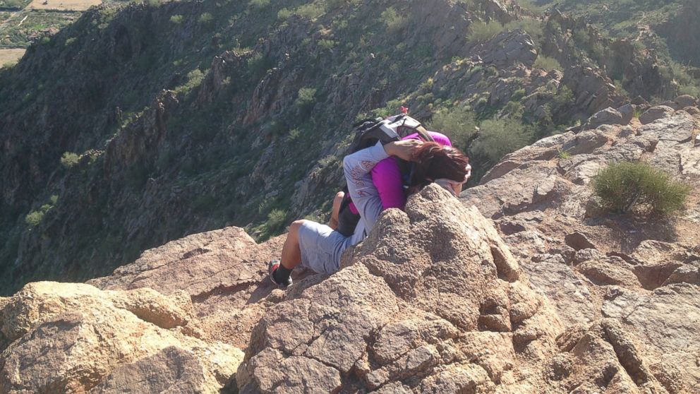 Marco Malimban of Queen Creek, Arizona, snapped a photo of a woman being rescued from falling off Camelback Mountain in Phoenix on Feb. 27. 