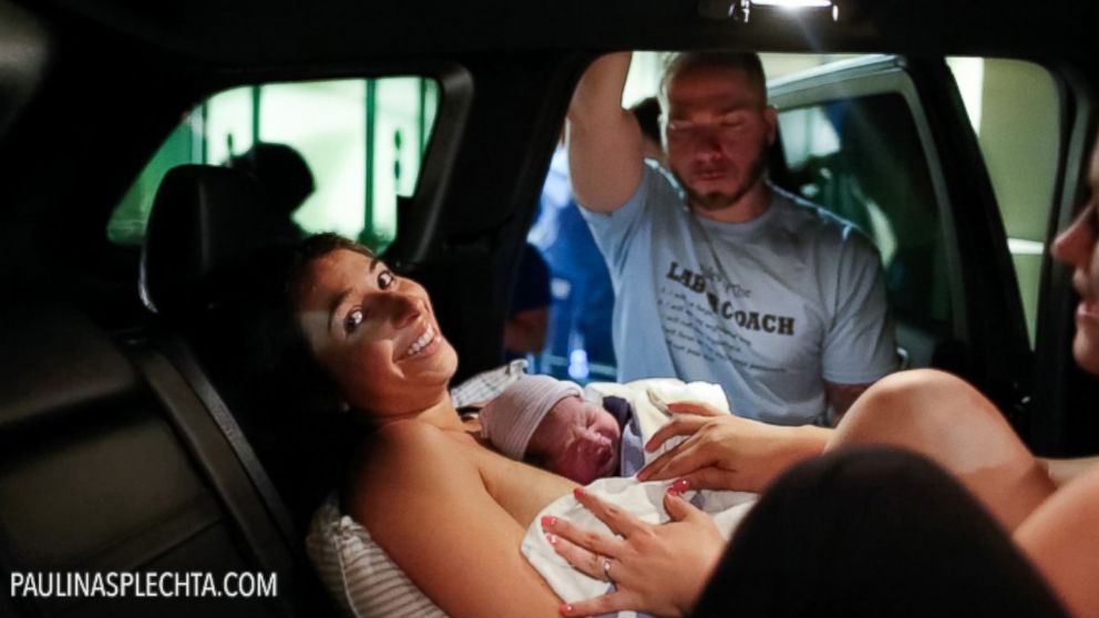 PHOTO: Paula D'Amore successfully gave birth to her daughter, Daniella, in her car.
