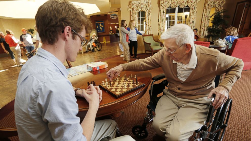 Bill Nangle hung a sign in the nursing home: "Anybody want to play chess?"