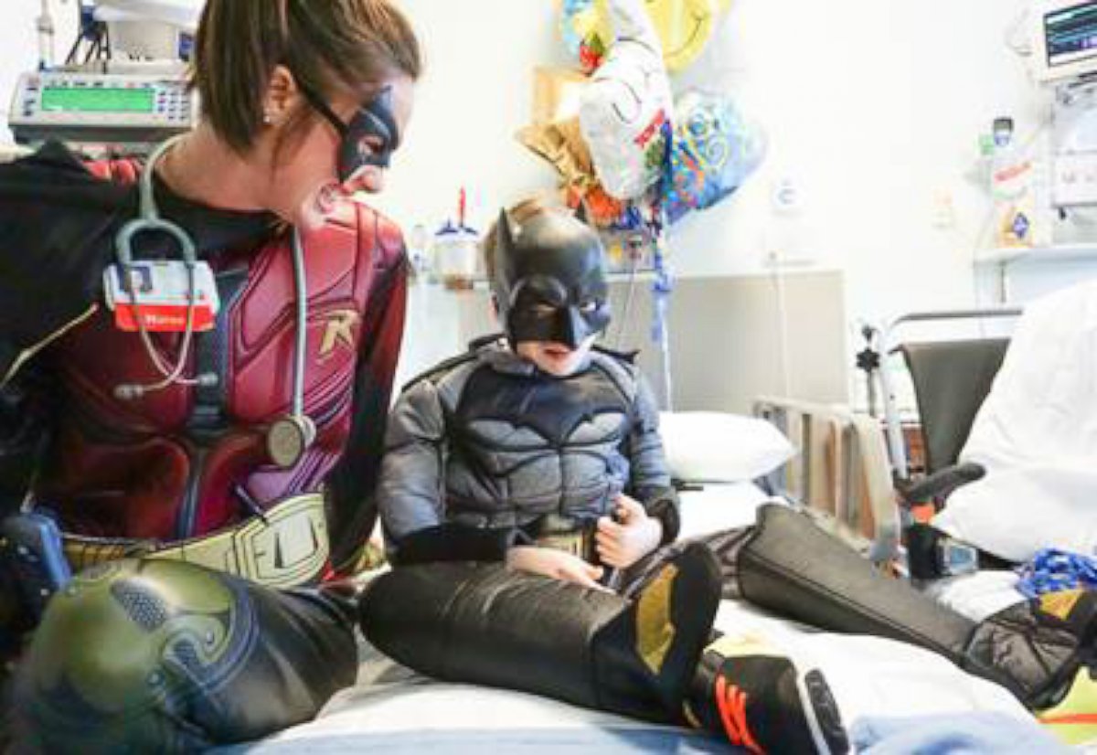 PHOTO: Dressed as Batman and Robin, 11-year-old Mekhi and his nurse Ashley make a dynamic crime fighting duo.