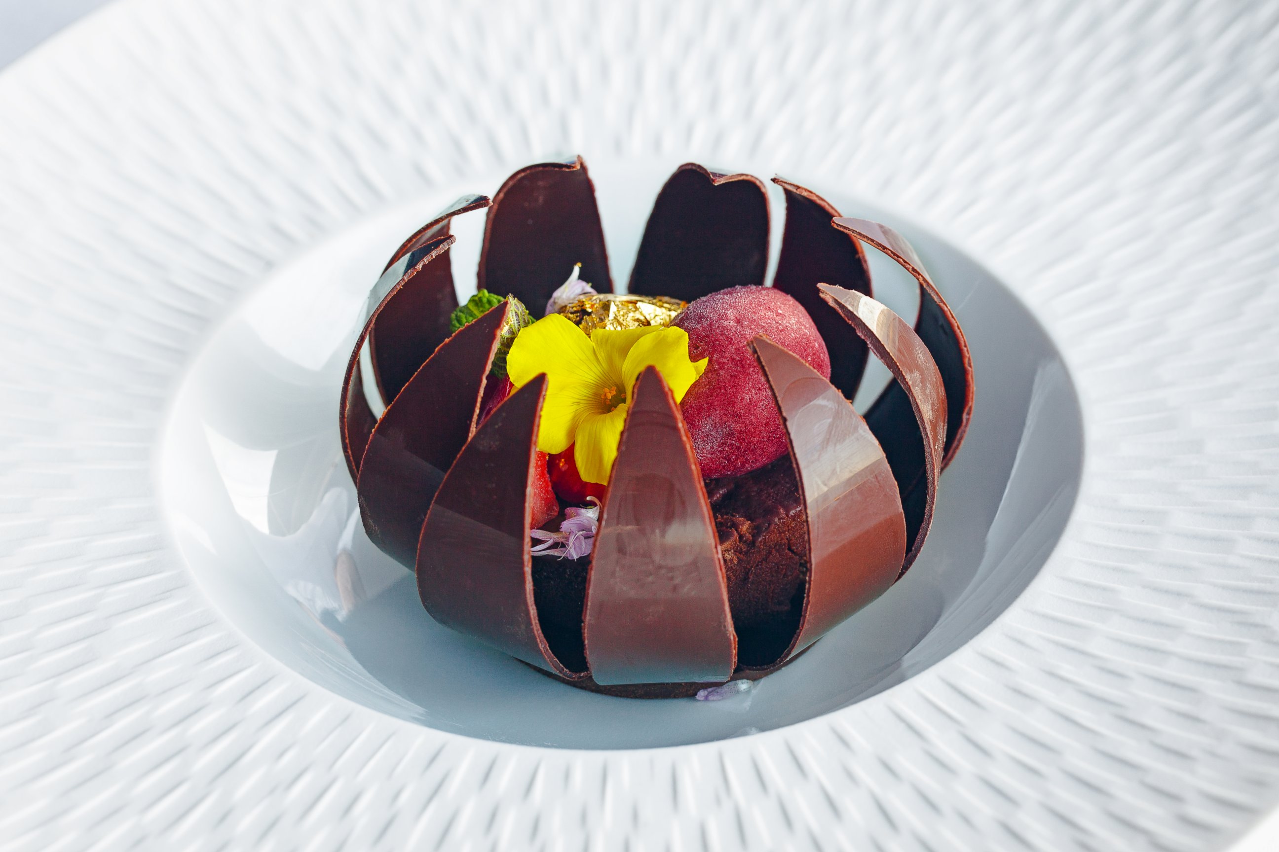 PHOTO: The chocolate flower dessert, closed.