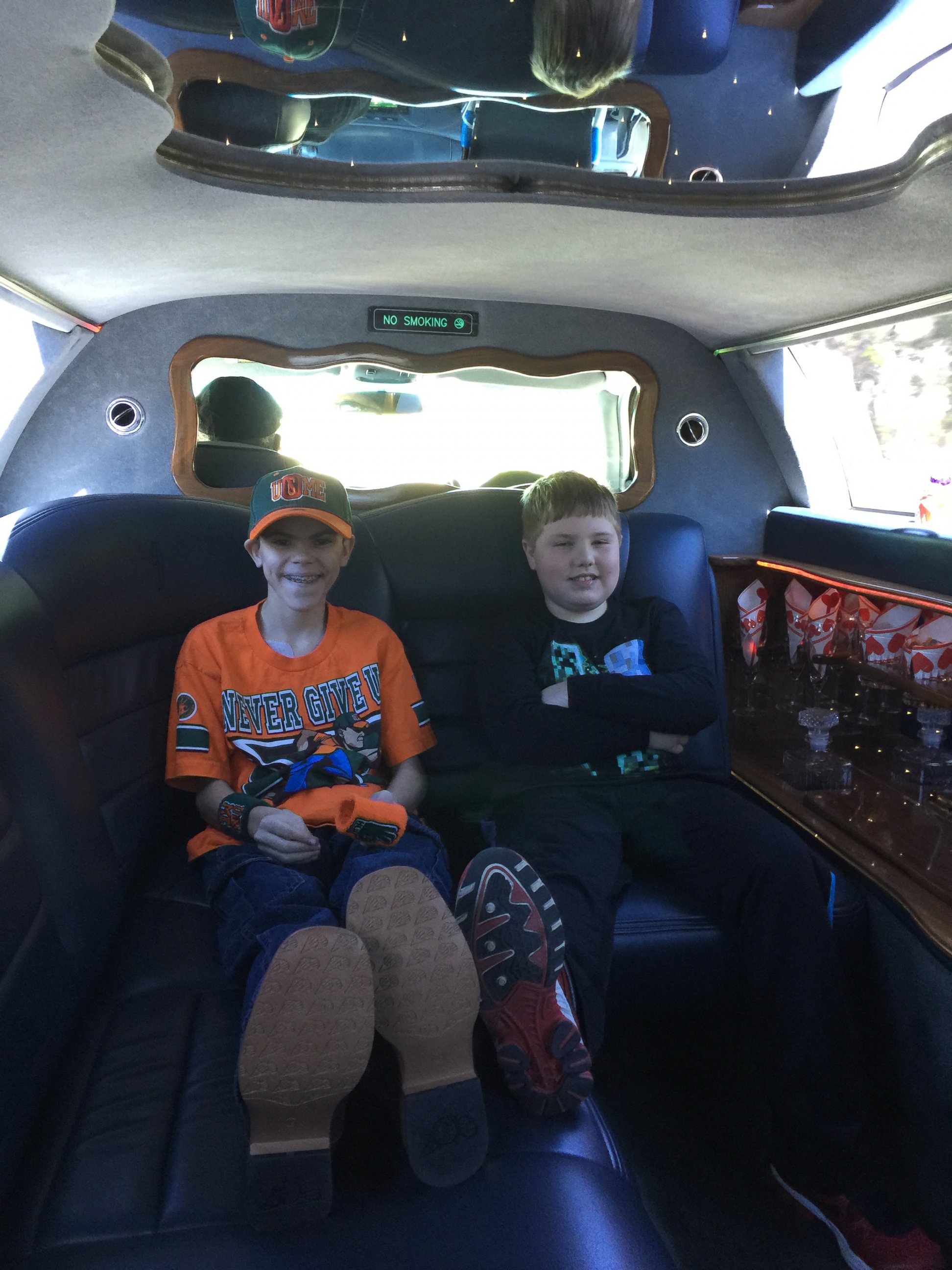 PHOTO:Colby pictured with his brother Colton, 8, on the way to WrestleMania.  
