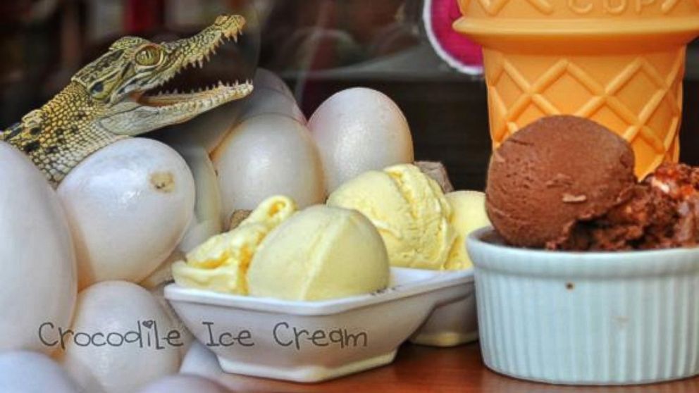 Crocodile egg ice cream is the best-selling flavor at the Sweet Spot Artisan Ice Cream Shop, located in Davao City, Philippines.