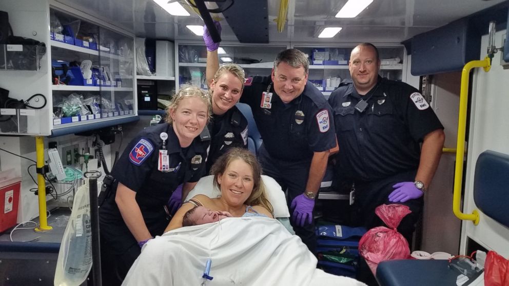 PHOTO: The paramedics of Montgomery County Hospital District arrived at the scene minutes after Kristen Eakes gave birth to her son Everett, with her husband Bo's assistance.