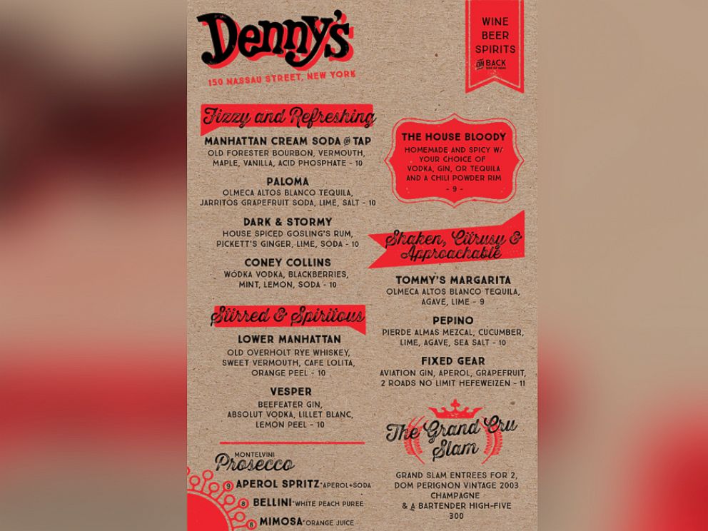 PHOTO:  The new Manhattan Denny's is serving a $300 special that comes with two Grand Slams, a bottle of Dom Perignon 2003 champagne and a bartender's high-five.