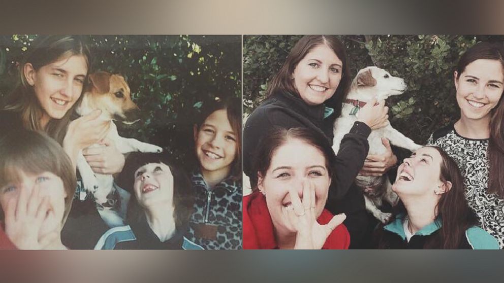 Four sisters from Adelaide, Australia, recreated a childhood photo with their beloved dog, Tigger, before he passed away.
