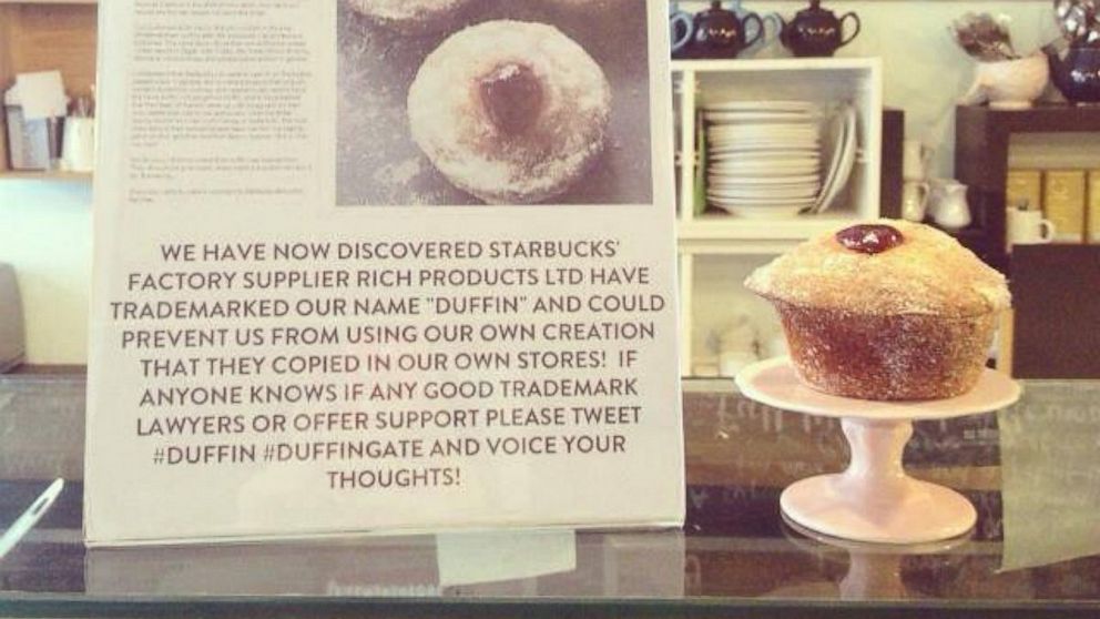 A London bakery chain alleges that Starbucks UK stole its idea for a doughtnut-muffin dessert hybrid called the Duffin, then patented the name.
