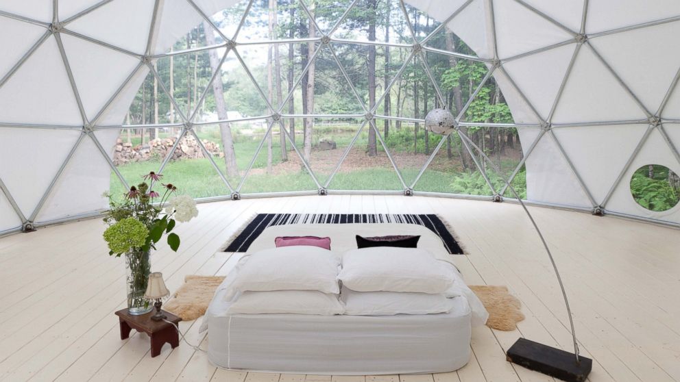 This see-through yurt tent is located in Woodridge, New York.