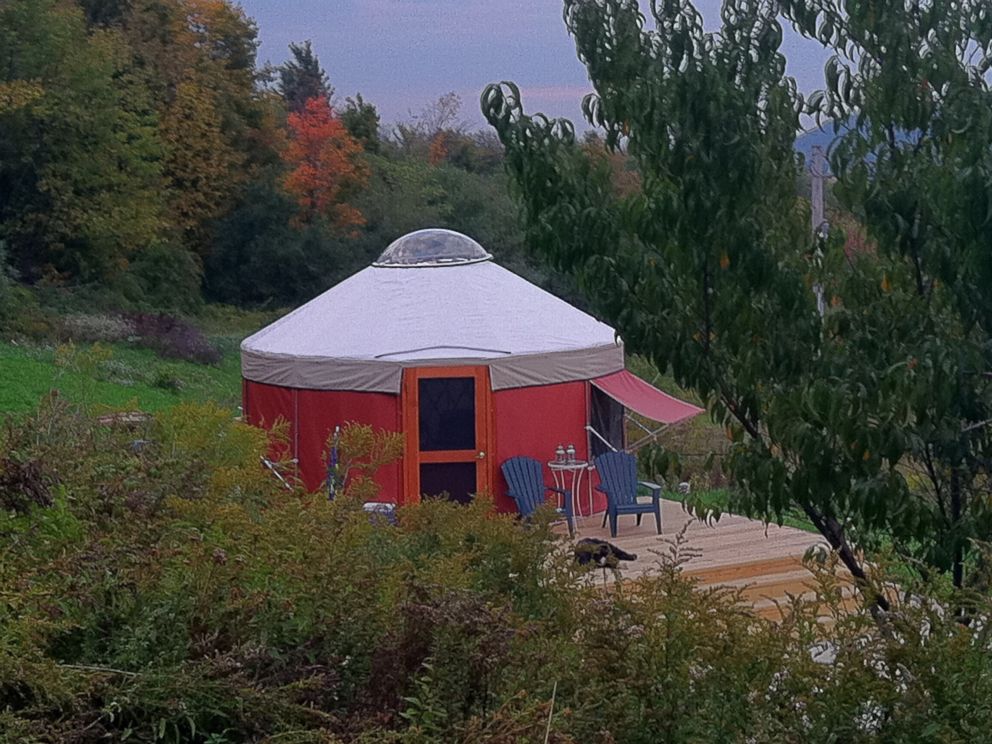 PHOTO: Enjoy private trials and wonderful views at this yurt tent in Waterville, New York.