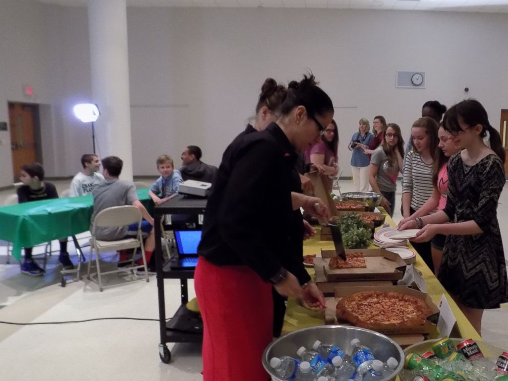 PHOTO: Eighth grade students got to eat their math project, courtesy of Pizza Hut