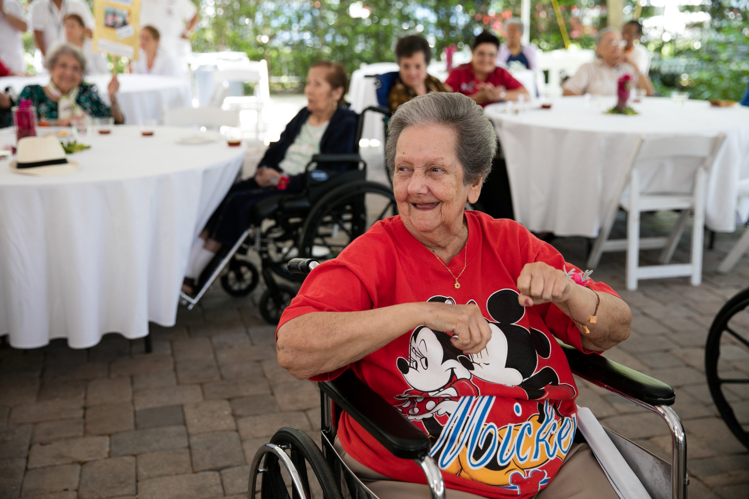 PHOTO: Students at the TERRA Environmental Research Institute in Miami, Florida hosted a "senior" prom for the elderly residents at The Palace Nursing & Rehab Center, April 21, 2016. 

