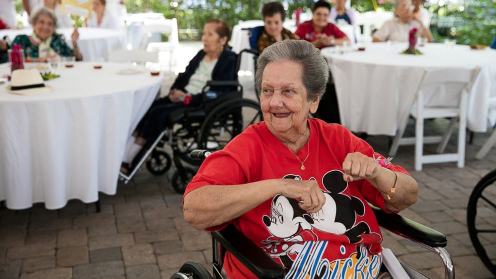 PHOTO: Students at the TERRA Environmental Research Institute in Miami, Florida hosted a "senior" prom for the elderly residents at The Palace Nursing & Rehab Center, April 21, 2016. 
