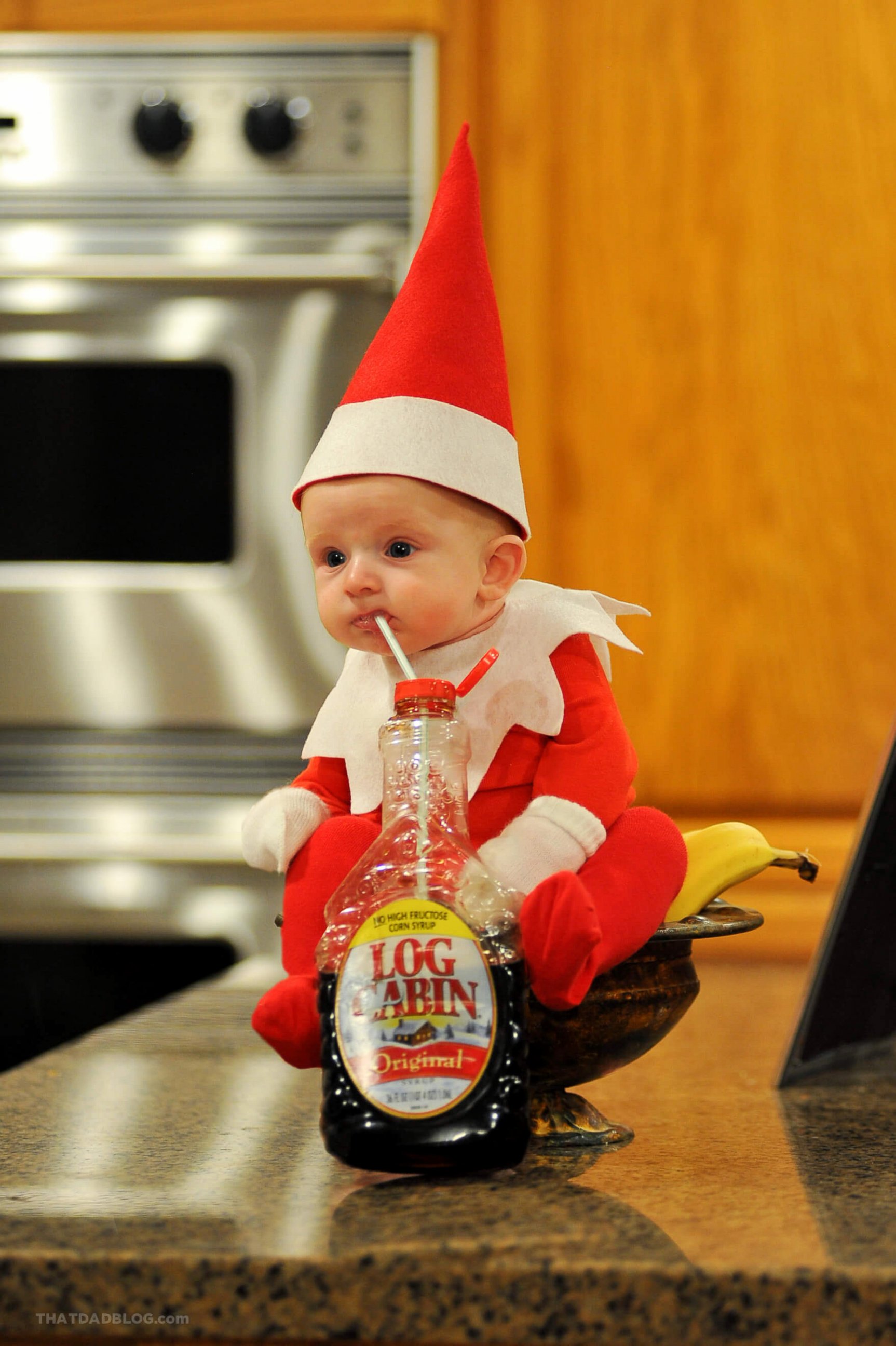 PHOTO: Alan Lawrence is documenting his 4-month-old son Rockwell dressed up as Elf on The Shelf as part of a photo series for his blog, "That Dad Blog." 