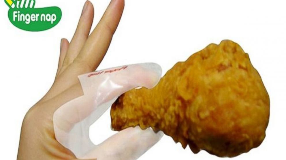 PHOTO: Finger naps promise to protect diners from oily foods like pizza and donuts.