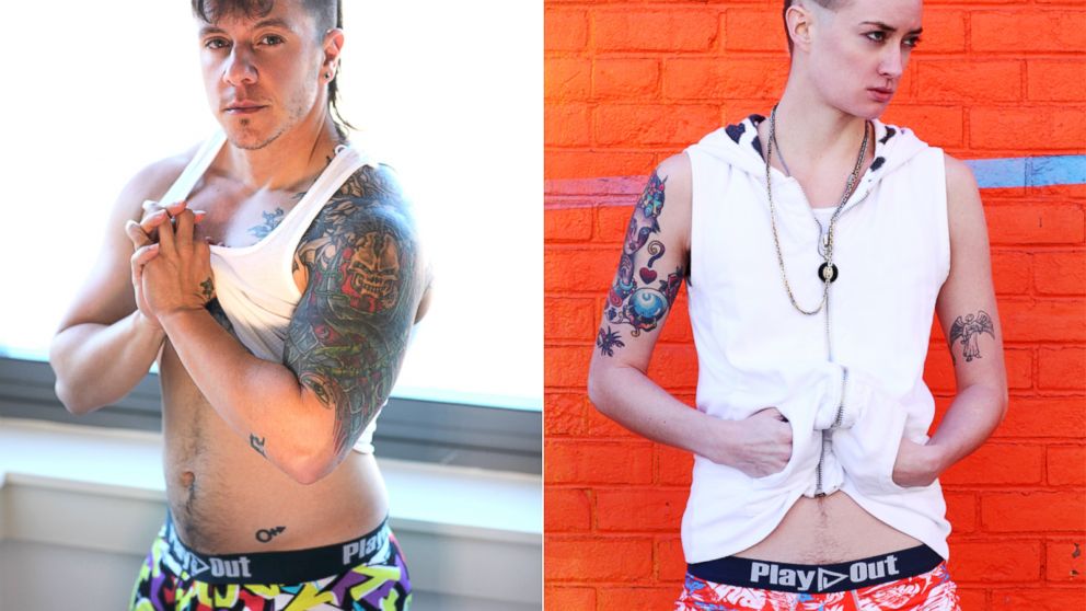 Play Out Underwear has debuted what's thought to be the first line of gender-neutral underwear. The female model on the right wears the boxer briefs, as does the model on the left, a female-to-male transsexual person.&nbsp;