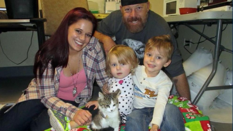 PHOTO:Orange County, California, parents Matt and Simone Tipton adopted a three-legged cat named Holly on Dec. 30, 2015, for their 2-year-old daughter Scarlette, who lost an arm in 2014.  