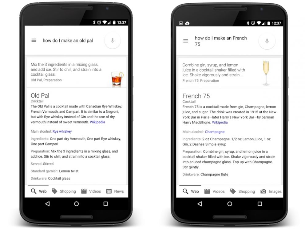 PHOTO: Google has introduced a new function that shows a knowledge card when you search for a cocktail recipe.