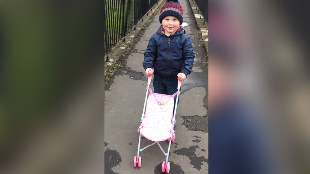 PHOTO: Rheann MacLaren, 25, of Fife, Scotland, slammed a stranger who she said criticized her son Harry, 3, for wanting to play with a doll's stroller at a local toy shop. 
