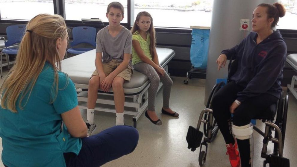 PHOTO: Carnucci with her children at the recovery center.