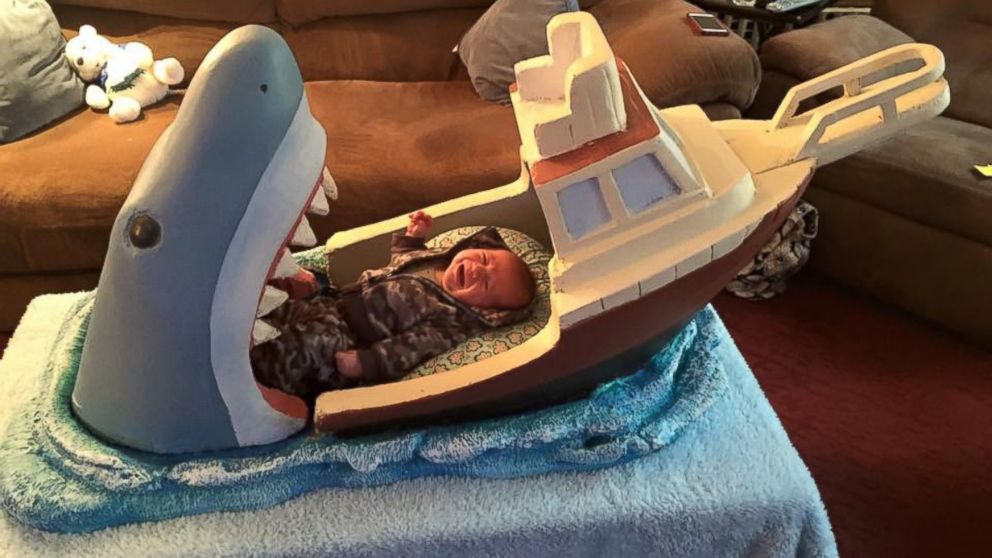 Joseph Reginella created a shark bed for his nephew, Mikey.