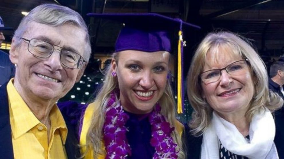 PHOTO: Jillian photographed alongside her adoptive parents, Helene and Sam Sobol on May 27, 2016, the day of her college graduation. 