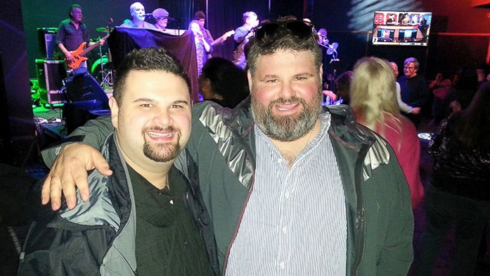 Joey DiJulio and Jeff Minetti celebrate the bachelor party at SugarHouse Casino in Philadelphia, March 28, 2015. 