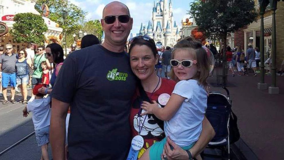 PHOTO: Lindsay Rhoades, her husband Mike and daughter Kate photographed at Disney World in October 2015.
