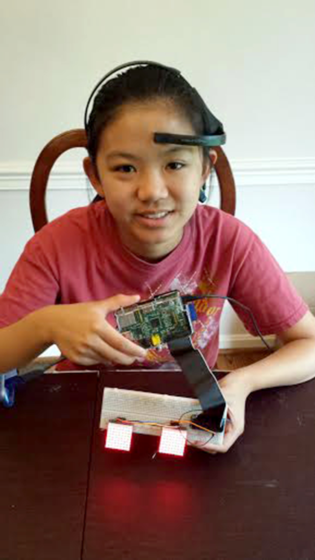 PHOTO: Katherine Wu, 13, created a device that she hopes could prevent drivers from falling asleep at the wheel.