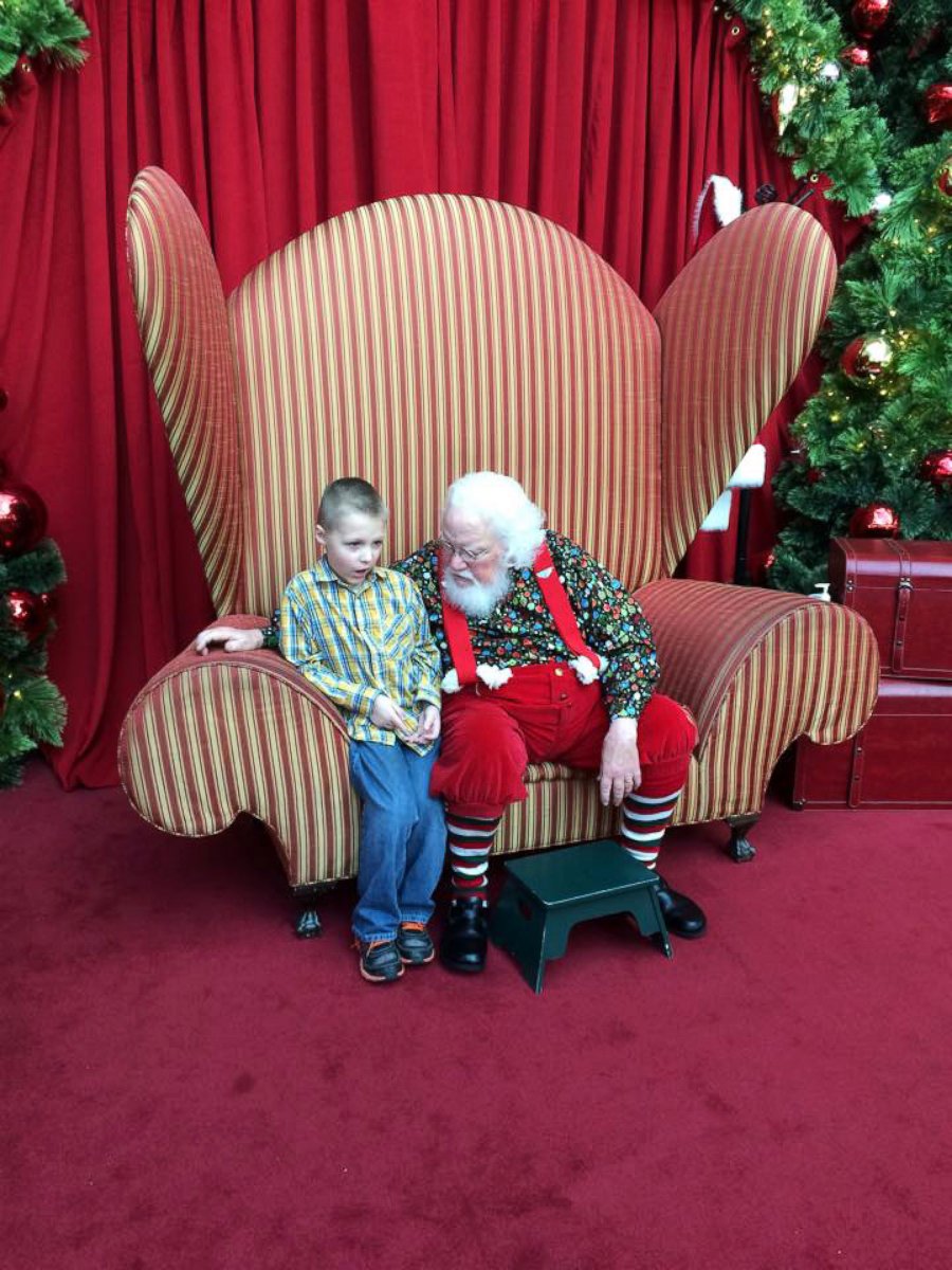 PHOTO: Landon Johnson, 6, told Santa about his Autism on Friday, Dec. 4. at RiverTown Crossings shopping mall in Grand Rapids, Michigan. 