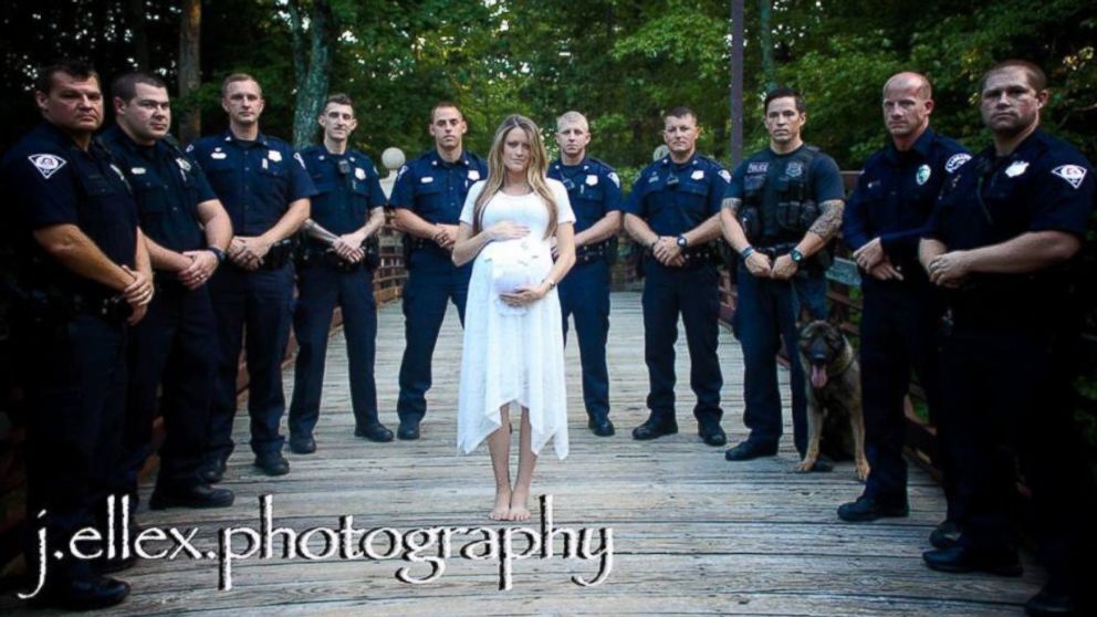 After Meghan Jacobs's husband Allen, a Greenville Police Officer, was killed in the line of duty on March 18, 2016, his force honored him in a maternity shoot.