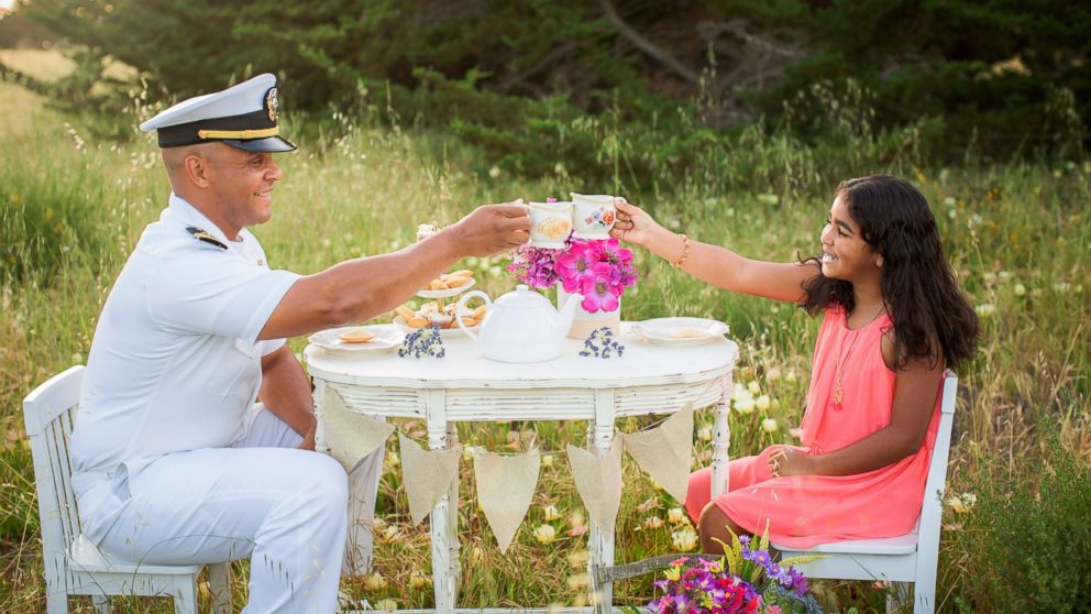 PHOTO: Professional photographer Vanessa Hicks captures military personnel with their children in her popular "Military Tea Time Mini Sessions."