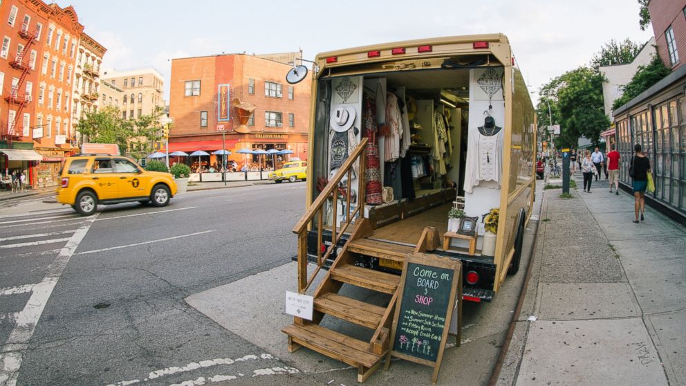The Nomad fashion truck parks on NYC streets selling bohemian-style clothing for under $100. 