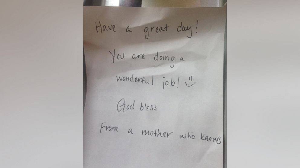 Lauren Copp Nordberg, 35, of Bainbridge Island, Washington shared a note she received from a stranger after her son had a meltdown in a local restaurant.