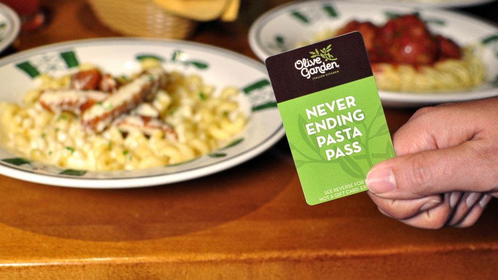 Olive Garden is selling $100 passes to just 1,000 people who will get unlimited pasta and Coca-Cola soft drinks for seven weeks.