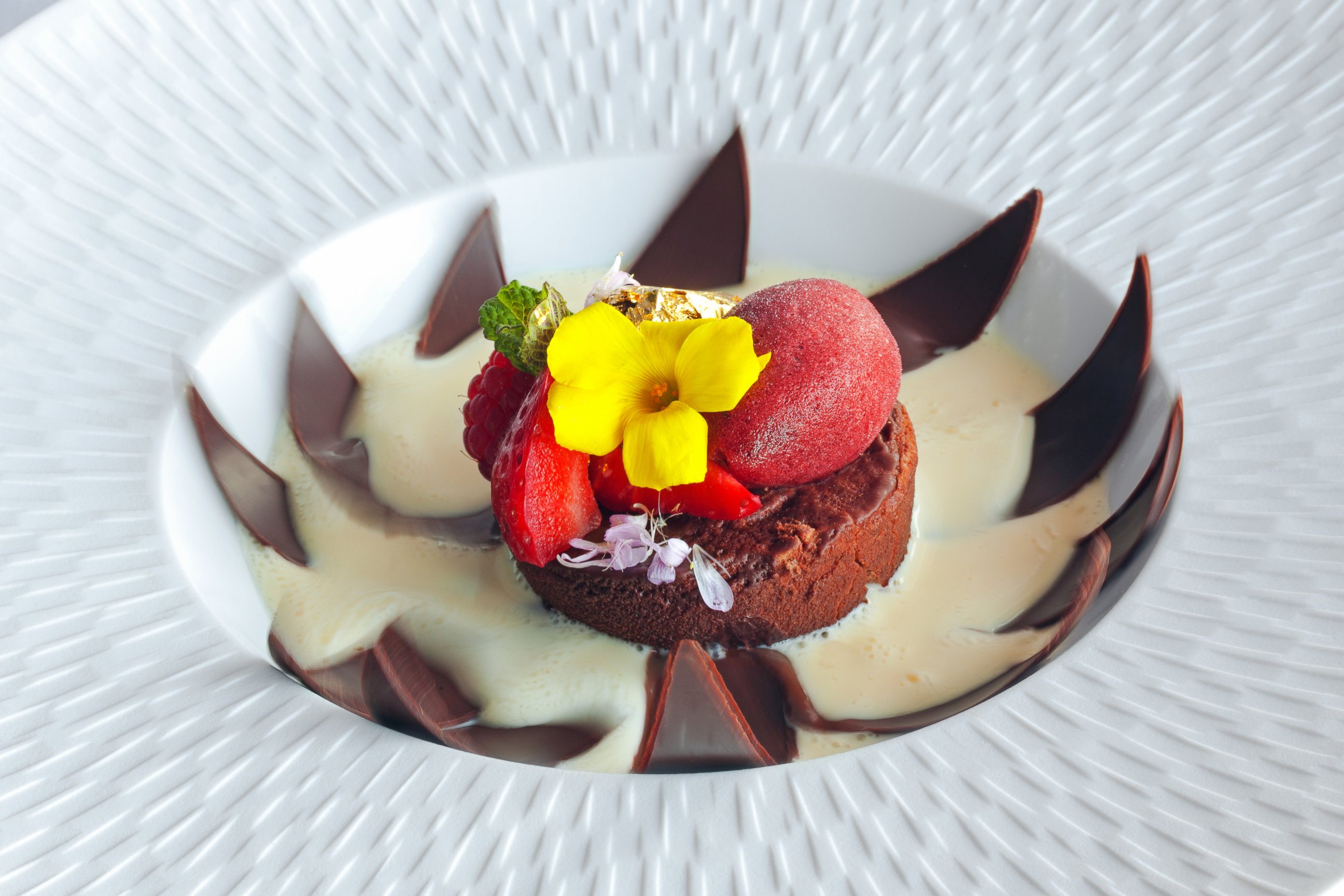 PHOTO: The chocolate flower dessert, fully open