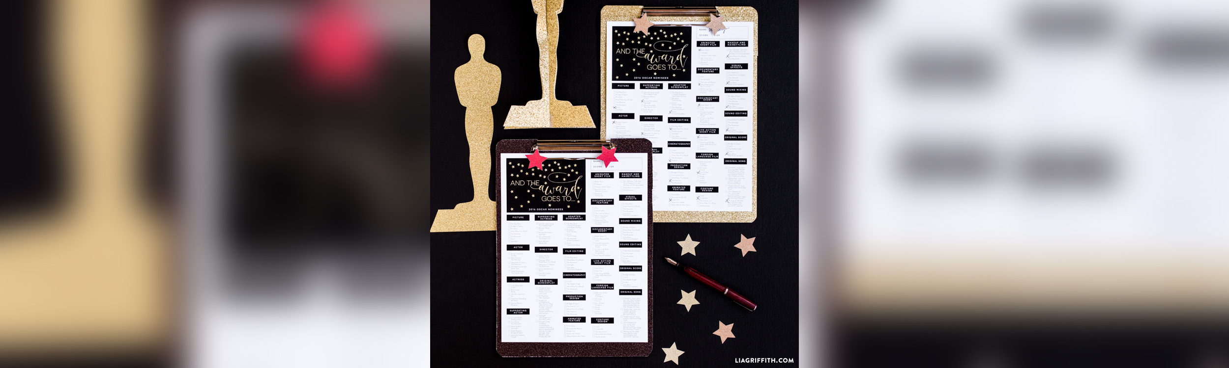 PHOTO: The Lia Griffith blog created a 2016 Oscars Ballot, pictured here. 