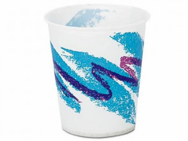 paper cup design blue purple shirt