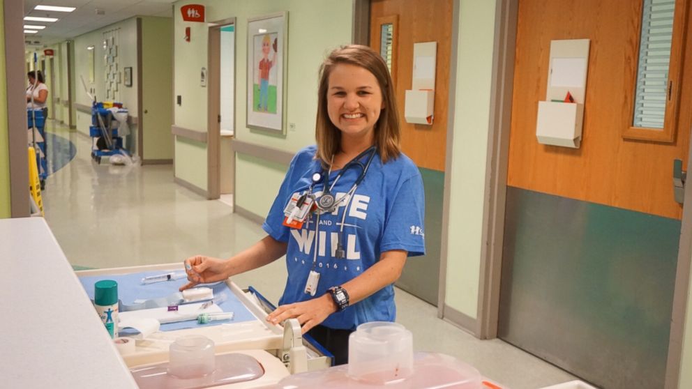 PHOTO: Amelia Ballard returned to the hospital where she was treated as a child, this time as a graduate pediatric nurse.