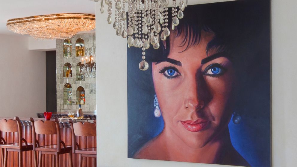 A portrait of Elizabeth Taylor hands in the Casa Kimberly, which she previously owned.
