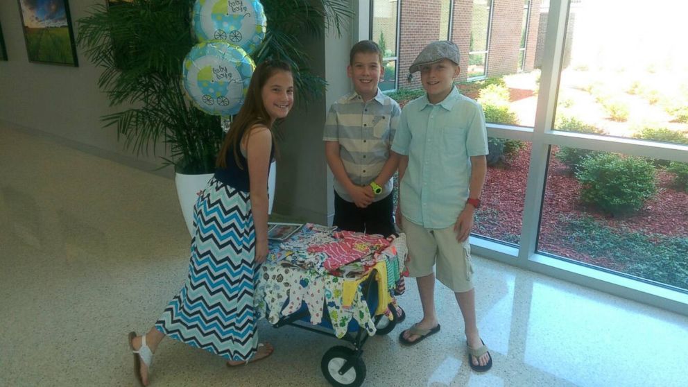 PHOTO: Instead of receiving presents for their 10th birthday, the siblings asked family and friends to buy pajamas to donate to the Level III NICU. 
