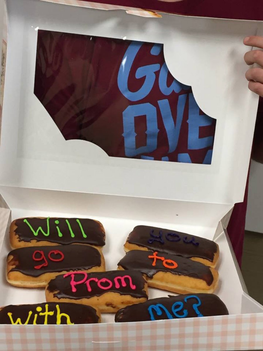 PHOTO: Dylan asked his mom to attend his senior prom in April with a message written on donuts. 