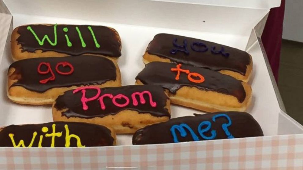 PHOTO: Dylan asked his mom to attend his senior prom in April with a message written on donuts. 