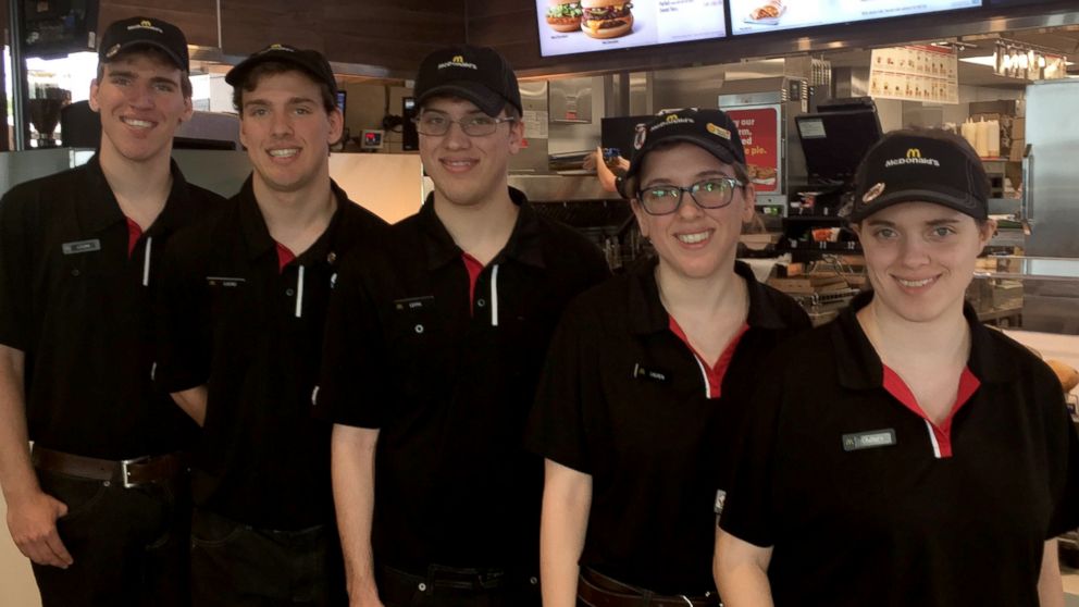 Quintuplets Leith, Lauren, Logan, Lindsey and Lucas Curtis, all 18, are part-time employees at the same McDonald's in Potterville, Michigan. 