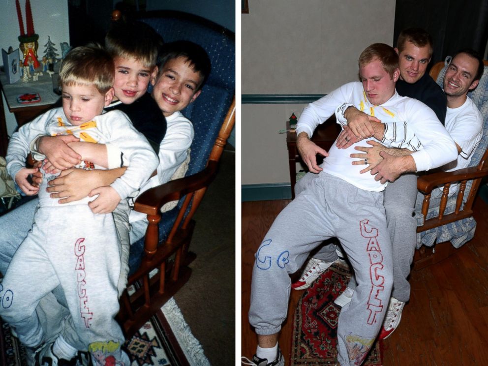 PHOTO: Matt MacMillan and his two brothers recreated photos from their childhood to surprise their mom with a photo calendar.