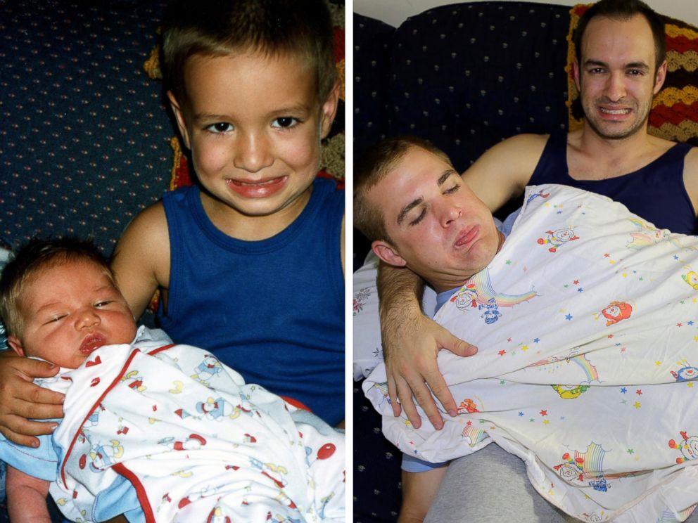 PHOTO: Matt MacMillan and his two brothers recreated photos from their childhood to surprise their mom with a photo calendar.