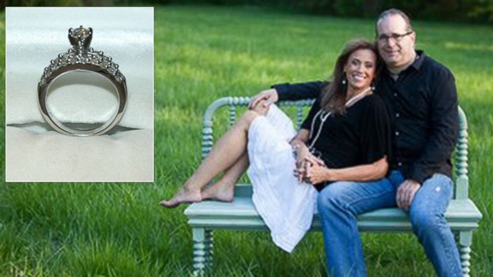 Rusty Jones poses with his new fiancee. Inset: One of the rings for sale on Craigslist.