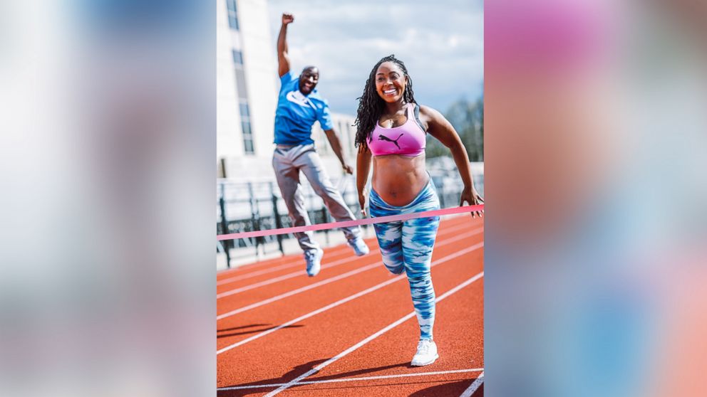 Sam and Kristina Sesay, who both ran track in college, came up with maternity shoot that goes the distance.