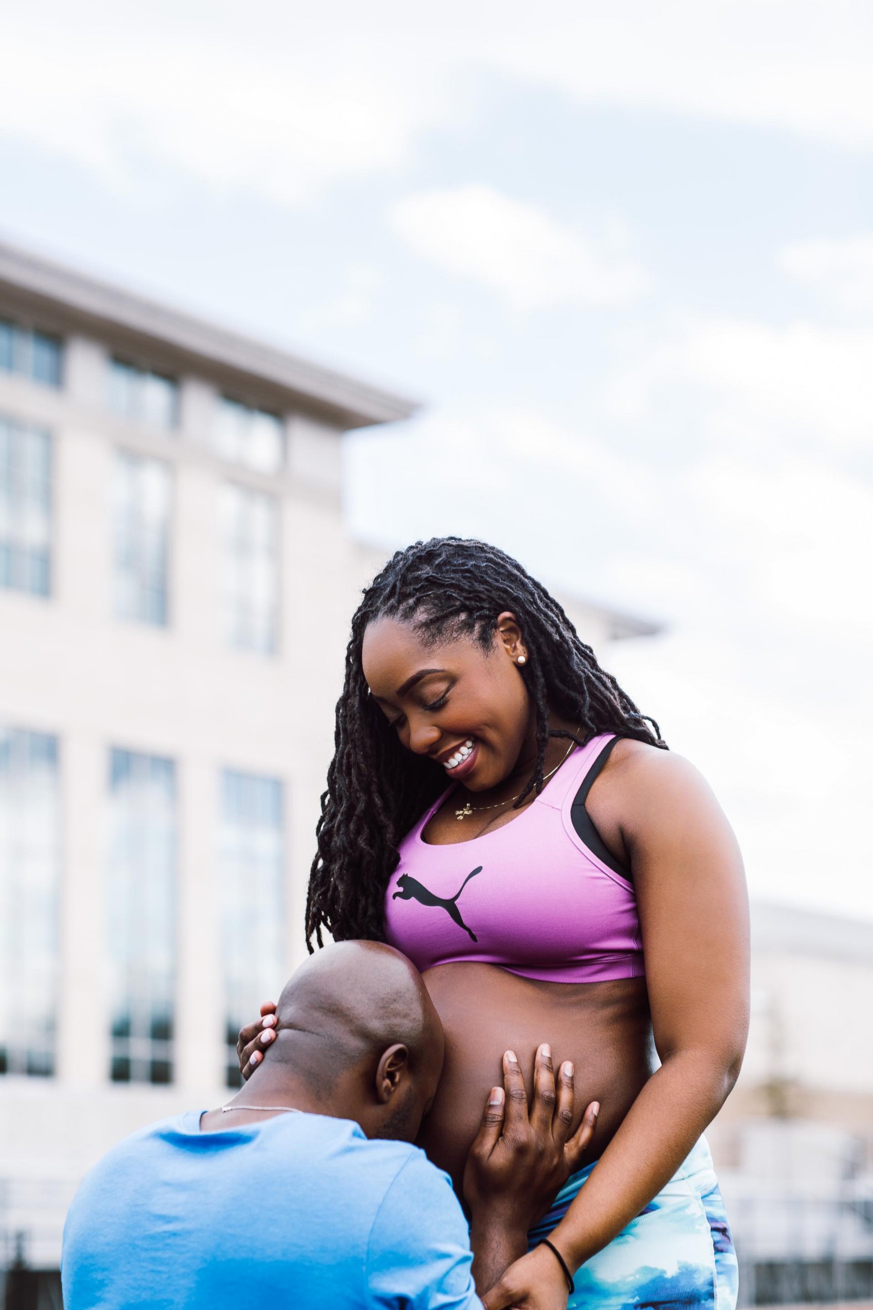 PHOTO: Sam and Kristina Sesay became a sensation on Facebook thanks to their track and field maternity shoot.